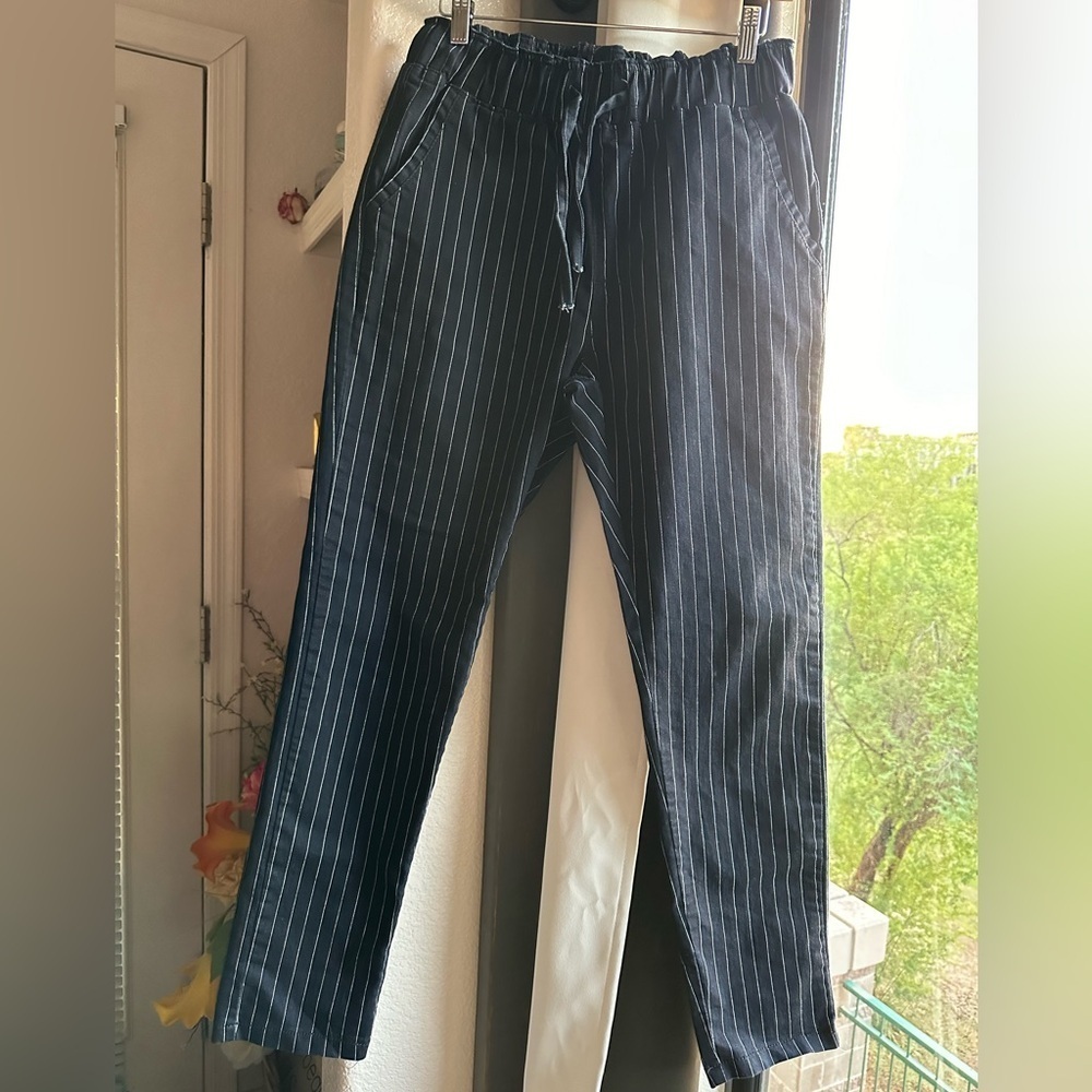 Moonage Devilment Striped Pull-on Tie Stretch Denim size L unisex
